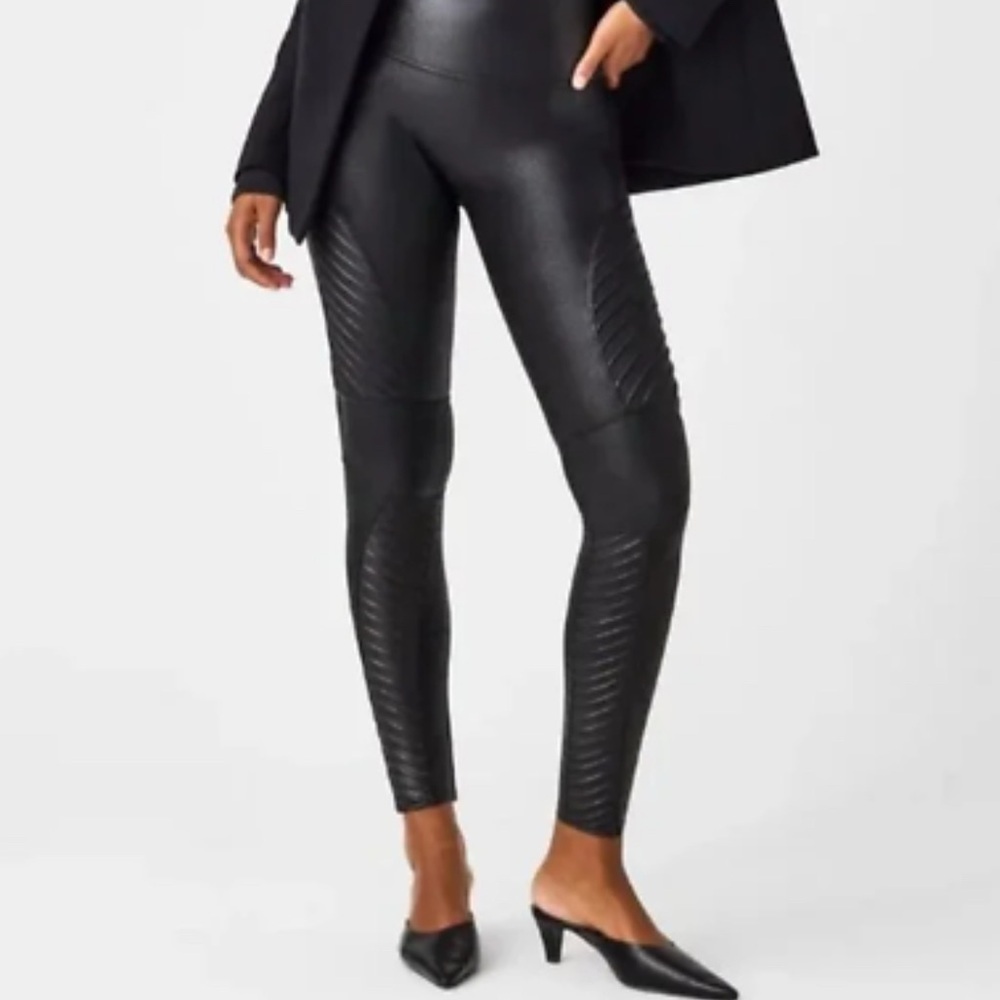SPANX Black Faux Leather Leggings High-Waisted